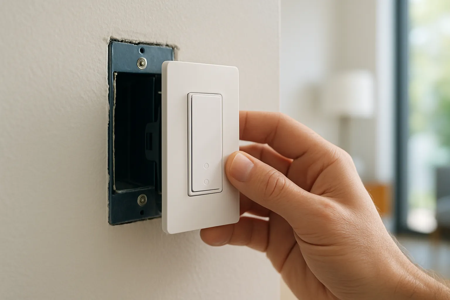 Smart dimmer switch being installed