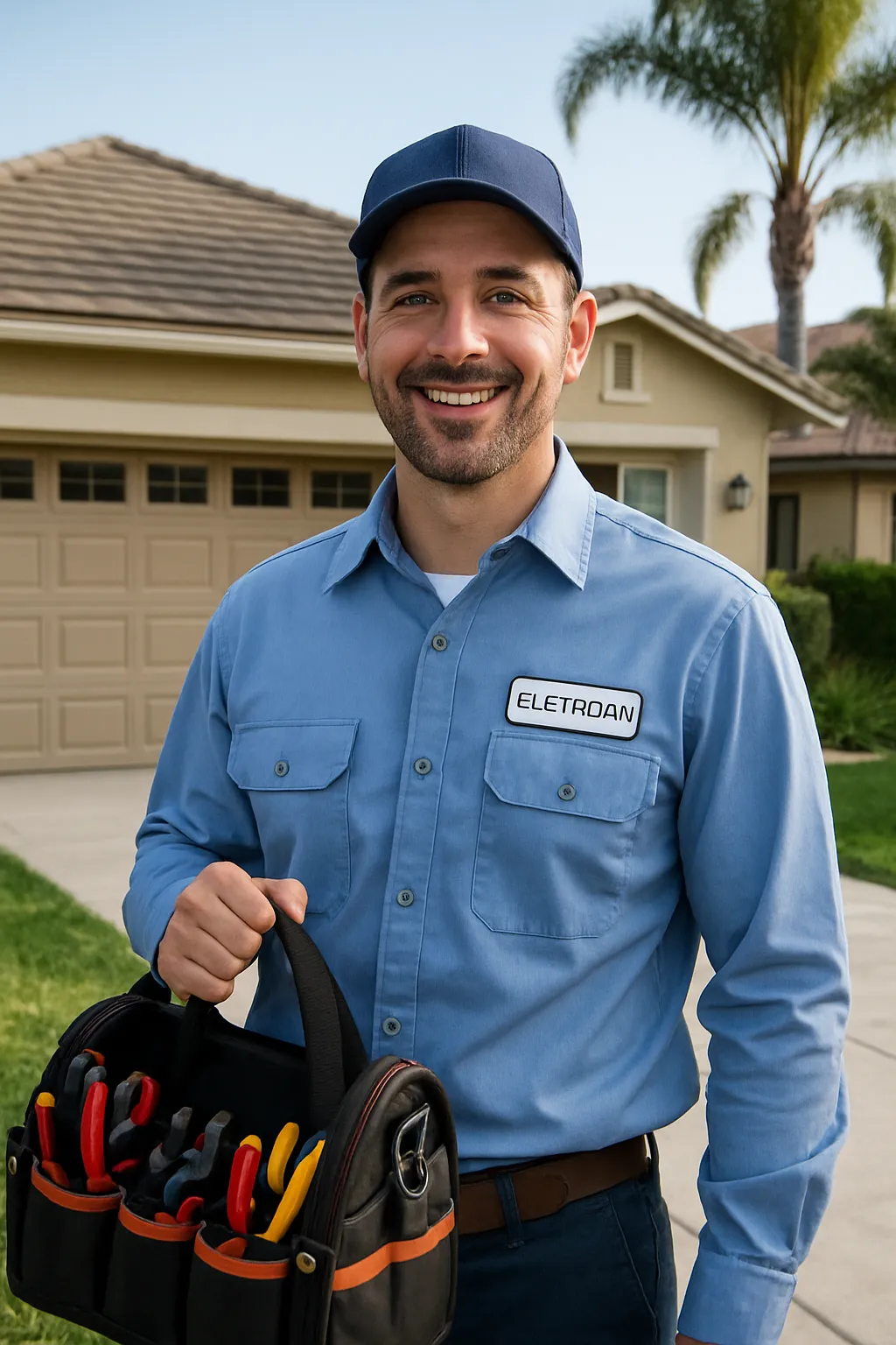 Licensed RDM electrician in uniform on a Seattle-area job site